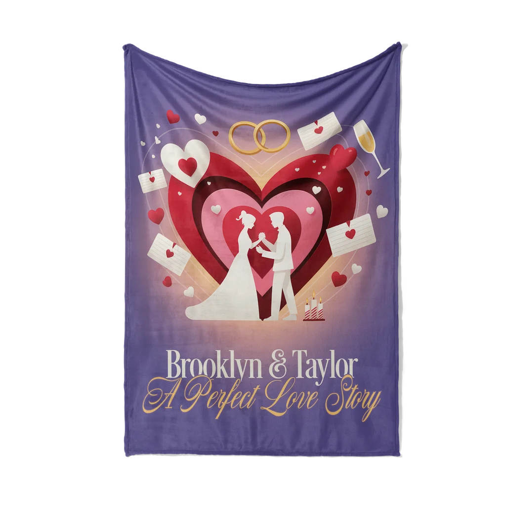 Perfect Love Story Personalized Couples Plush Blanket