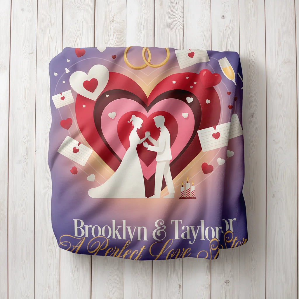 Perfect Love Story Personalized Couples Plush Blanket