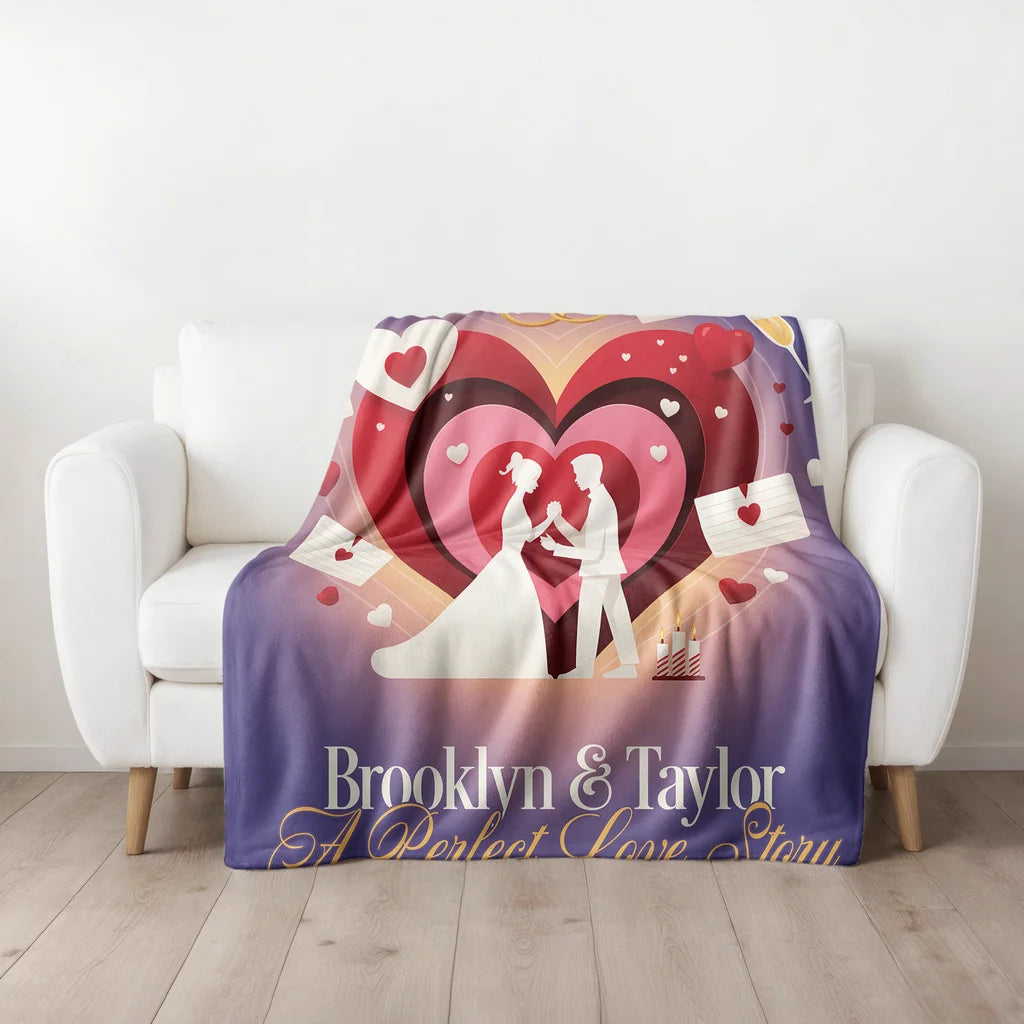 Perfect Love Story Personalized Couples Plush Blanket