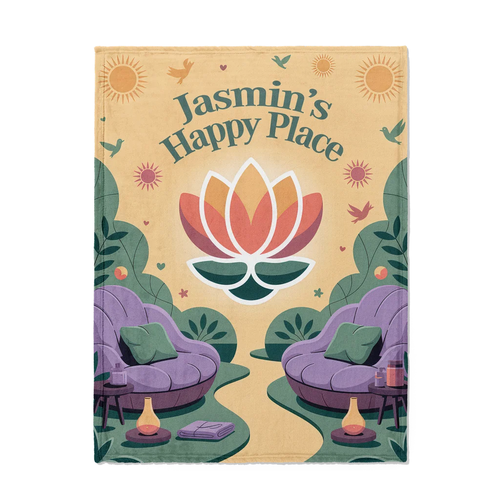 Happy Place Personalized Plush Blanket