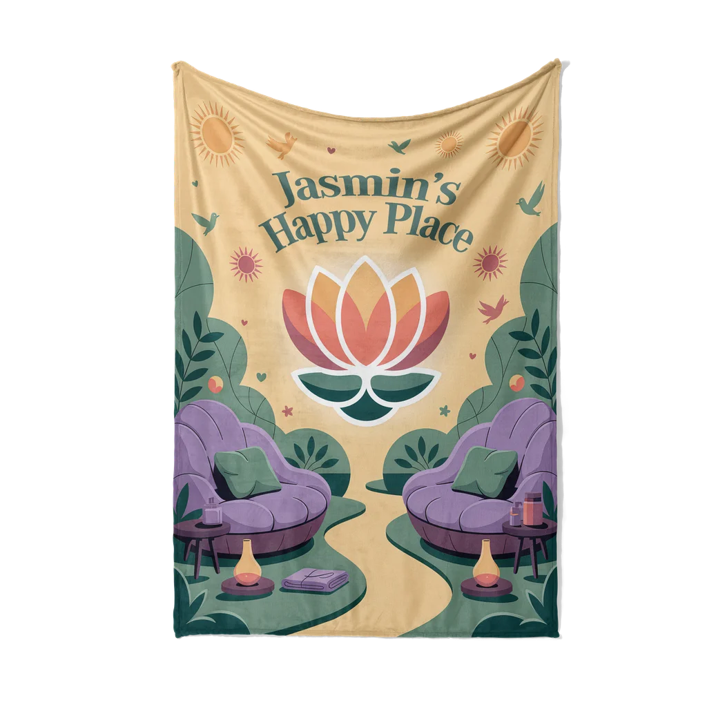 Happy Place Personalized Plush Blanket