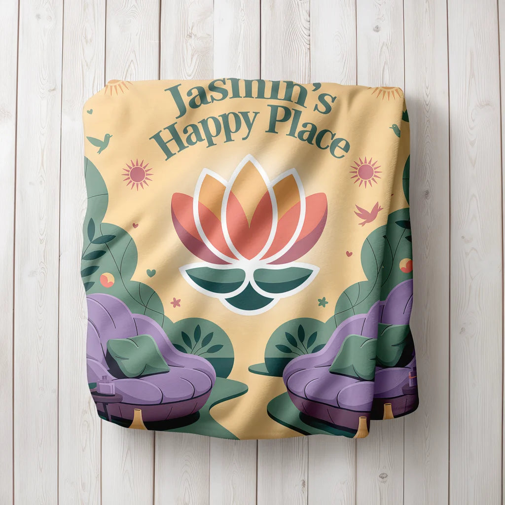 Happy Place Personalized Plush Blanket
