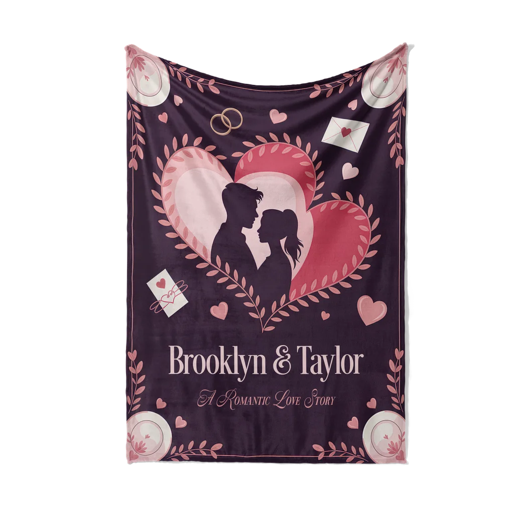 Romantic Love Story Personalized Couples Plush Blanket