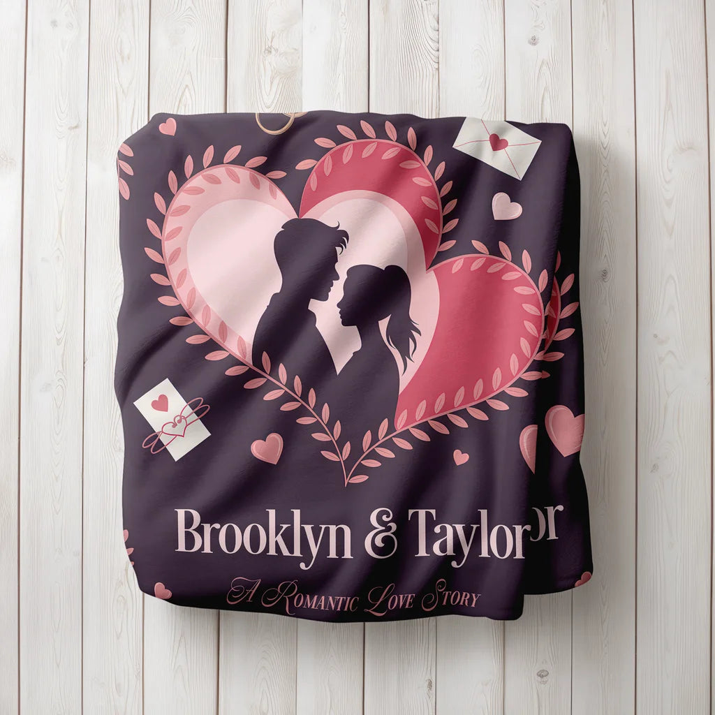 Romantic Love Story Personalized Couples Plush Blanket