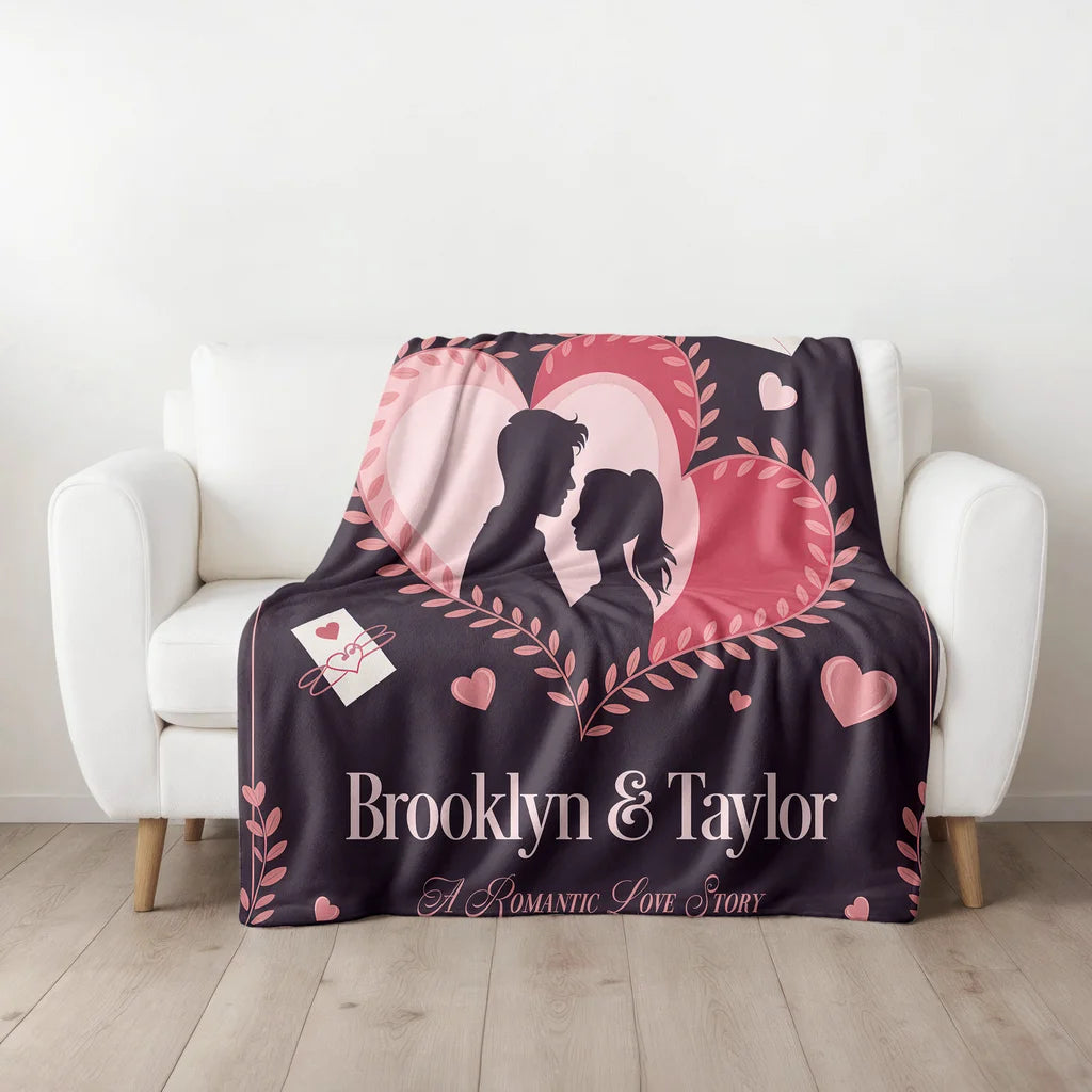 Romantic Love Story Personalized Couples Plush Blanket