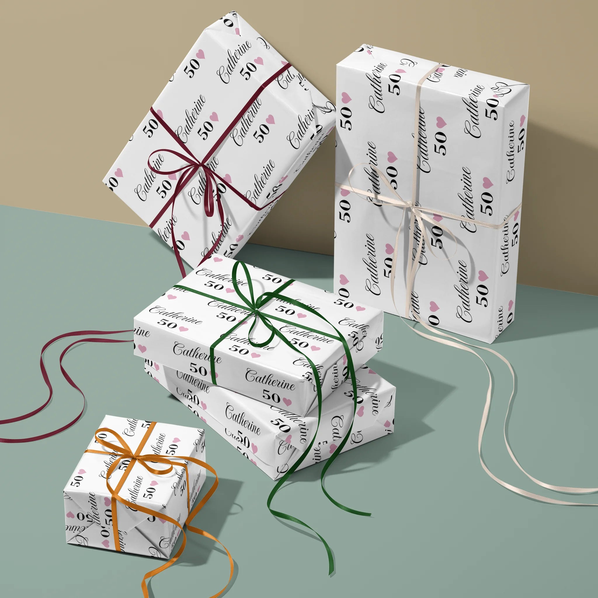 Pink Heart Celebration Gift Wrapping Paper