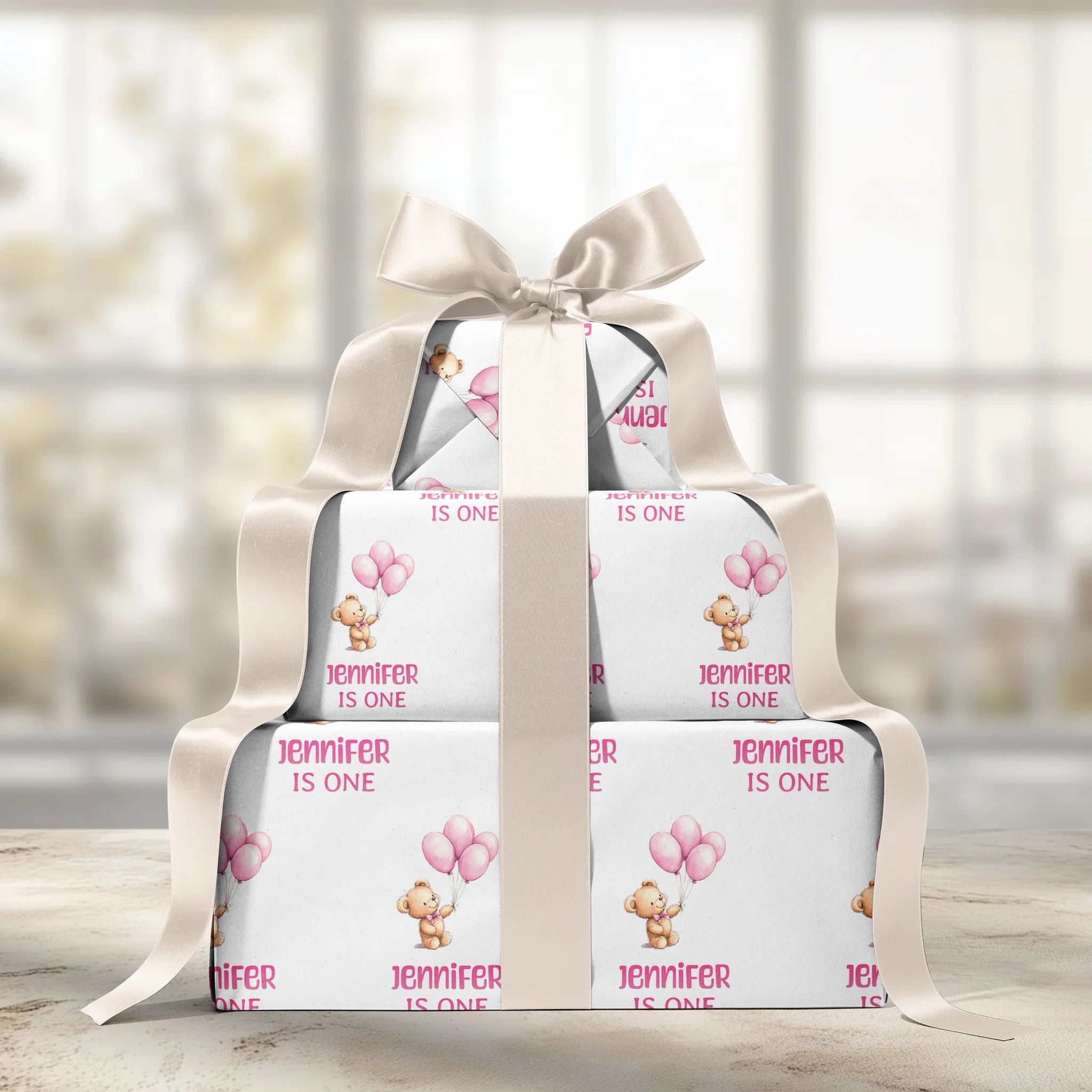 Pink Balloons Joy Gift Wrapping Paper