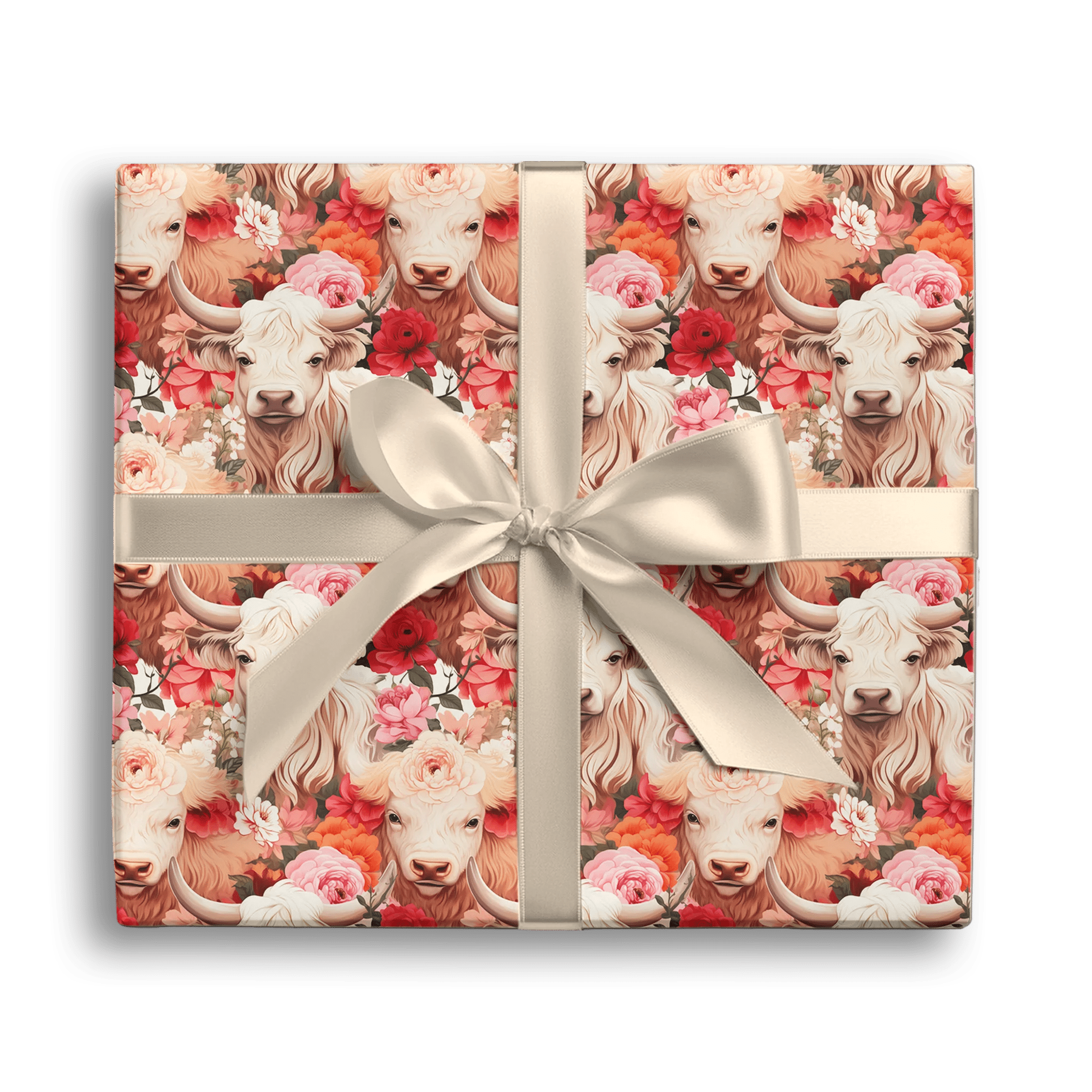 Rustic Floral Bovine Gift Wrapping Paper