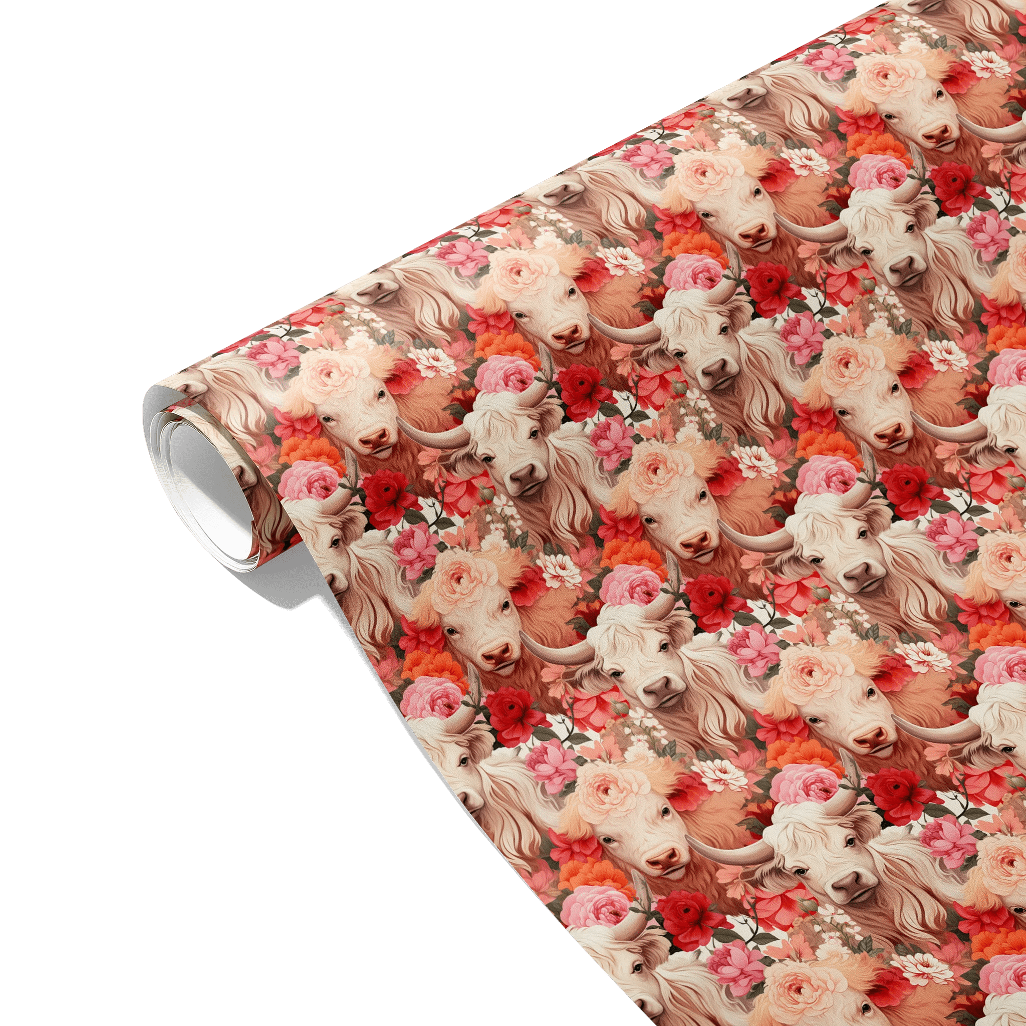 Rustic Floral Bovine Gift Wrapping Paper