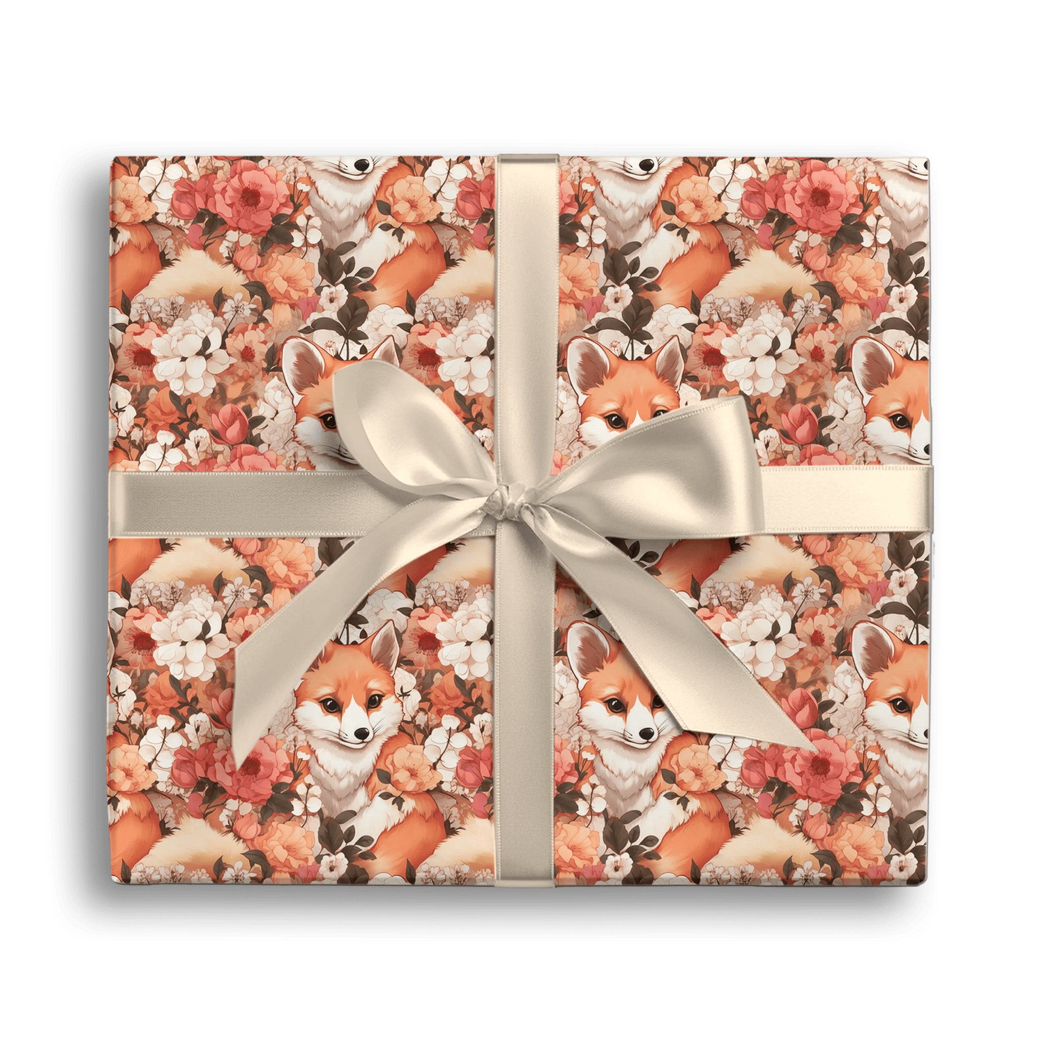 Whimsical Floral Fox Gift Wrapping Paper