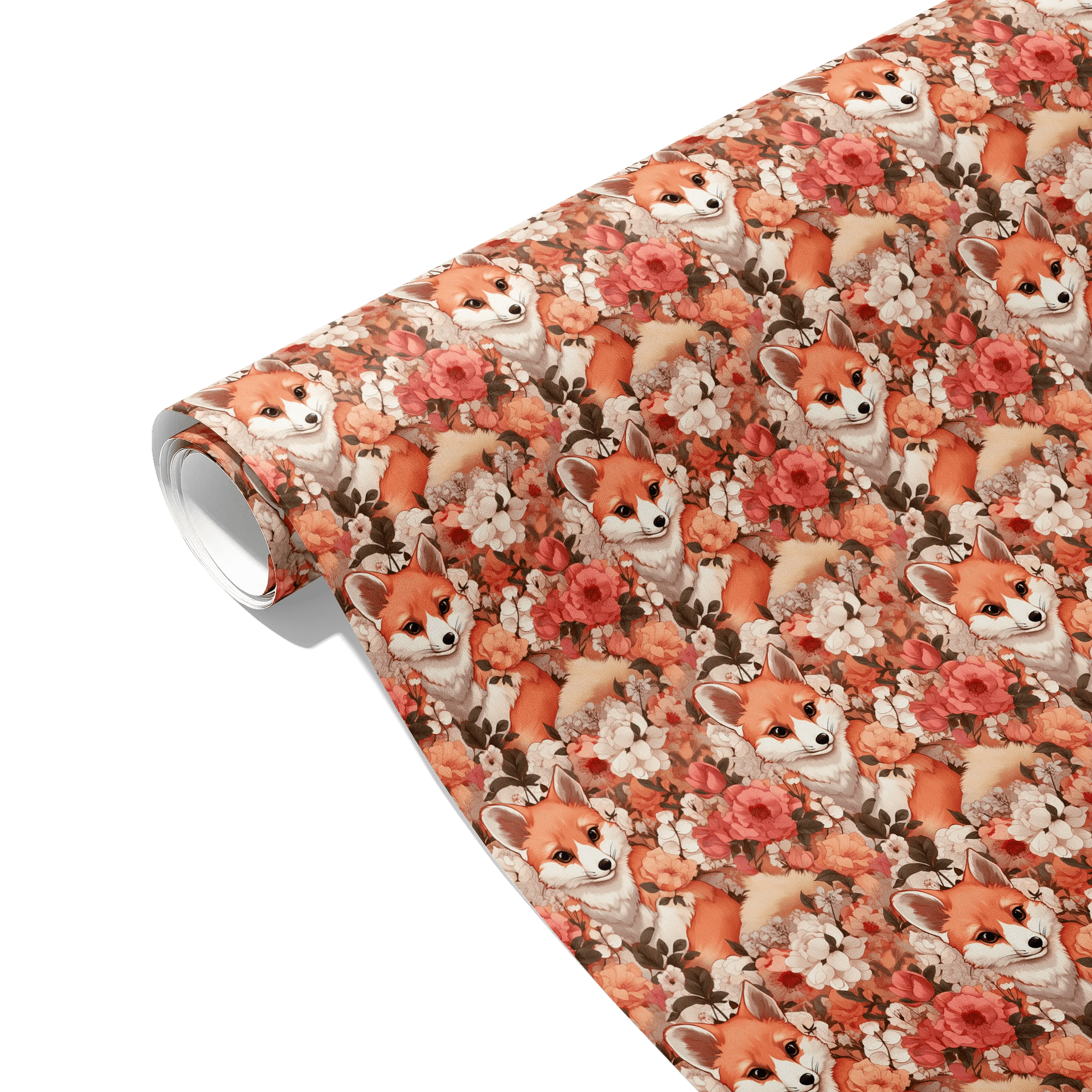 Whimsical Floral Fox Gift Wrapping Paper