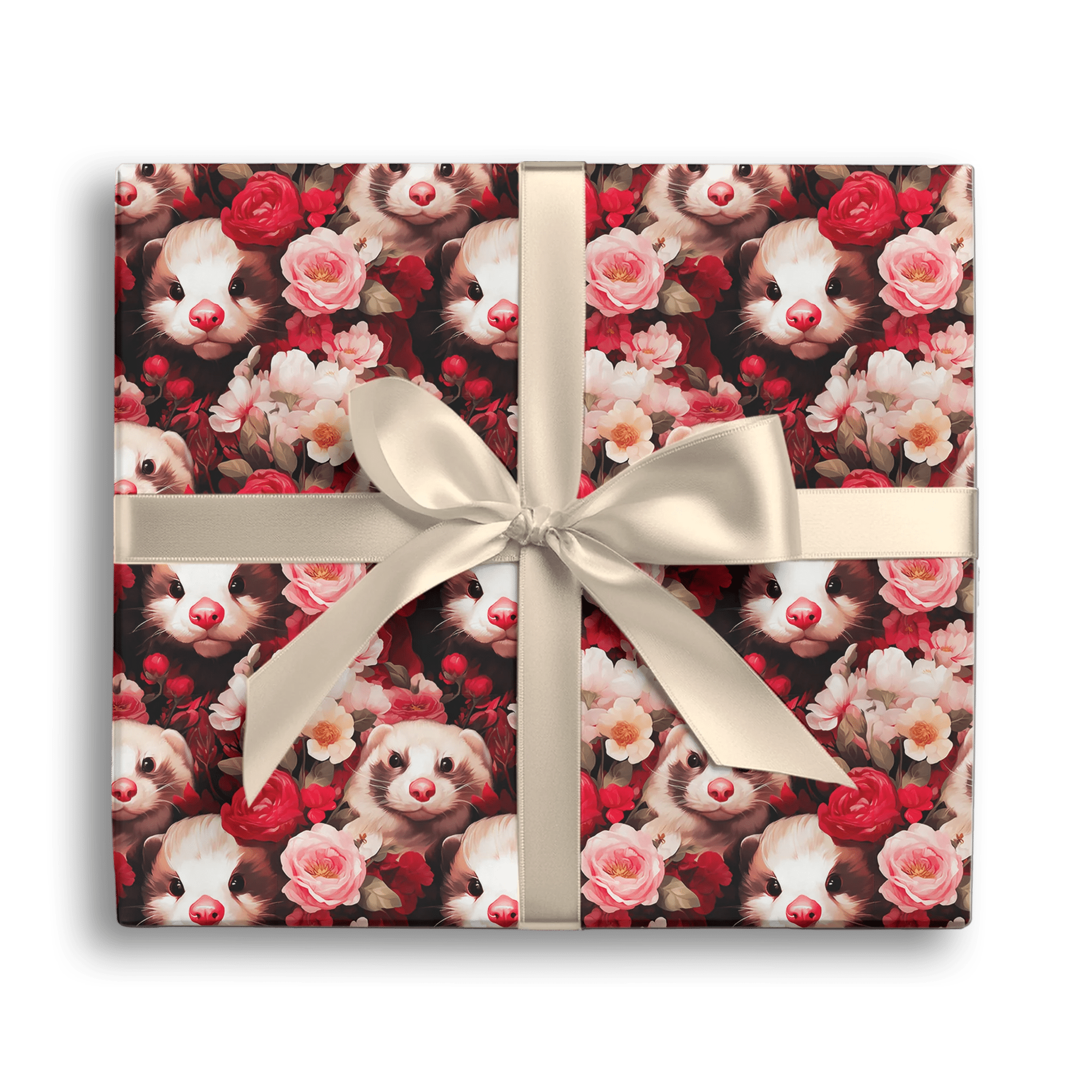 Curious Floral Ferrets Gift Wrapping Paper