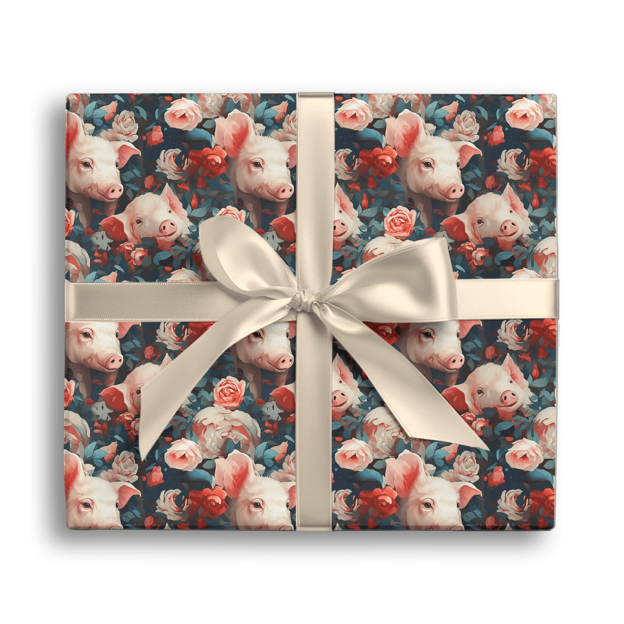 Piggy In Petals Gift Wrapping Paper