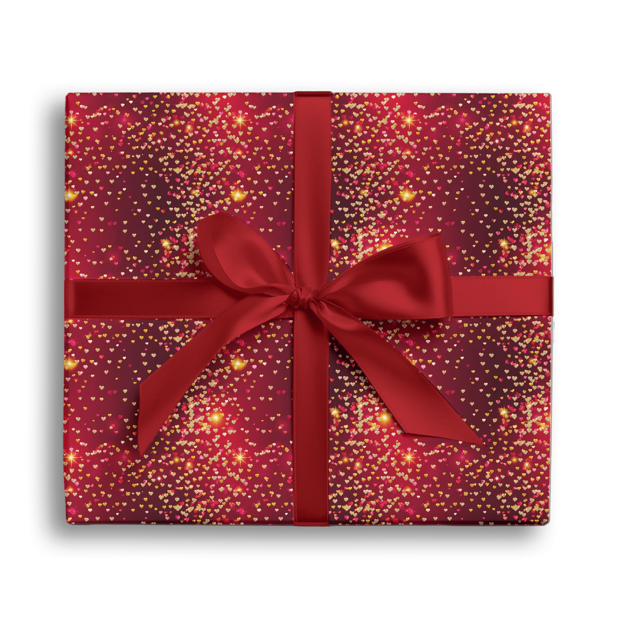 Golden Heart Confetti Gift Wrapping Paper