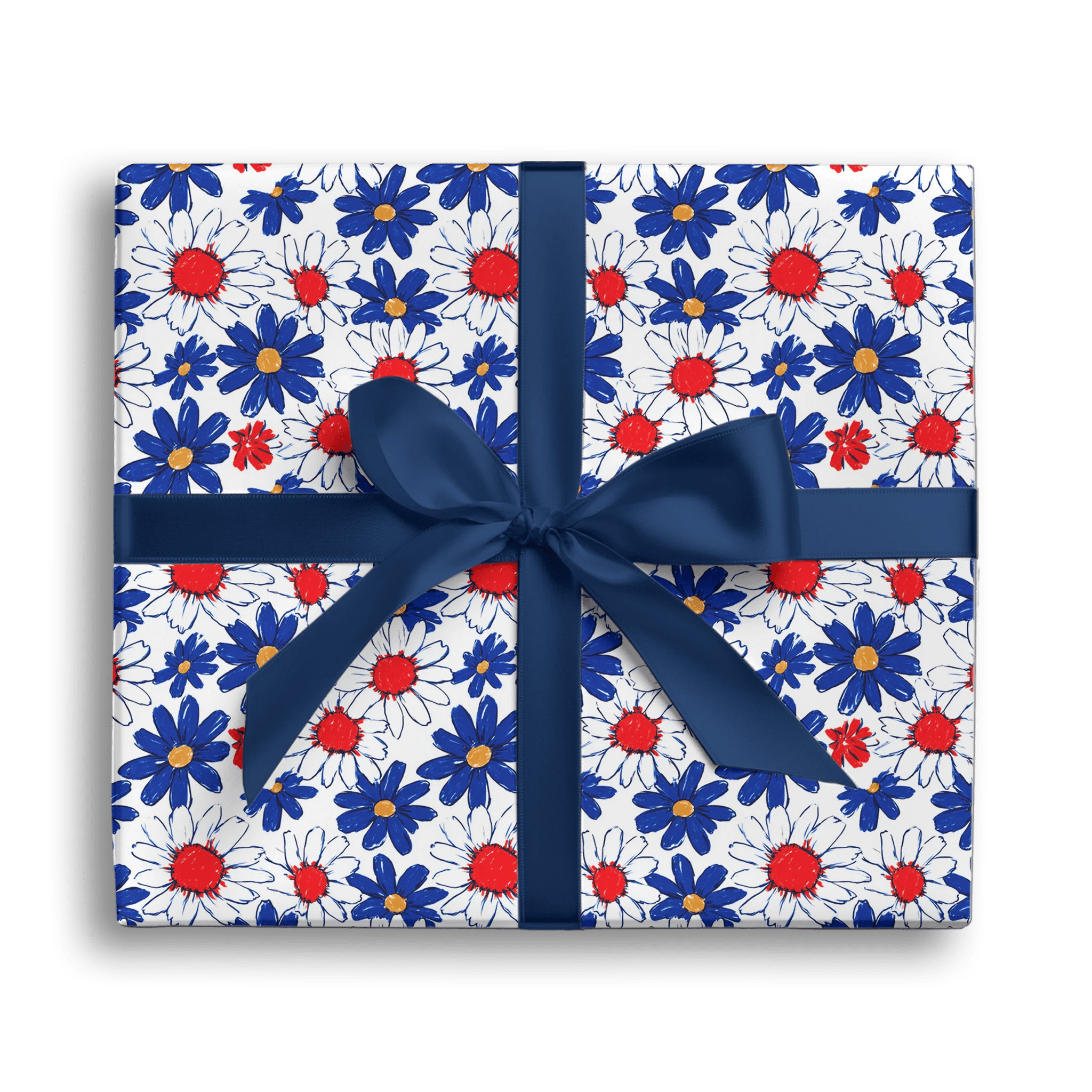 Sketched Festive Daisies Gift Wrapping Paper