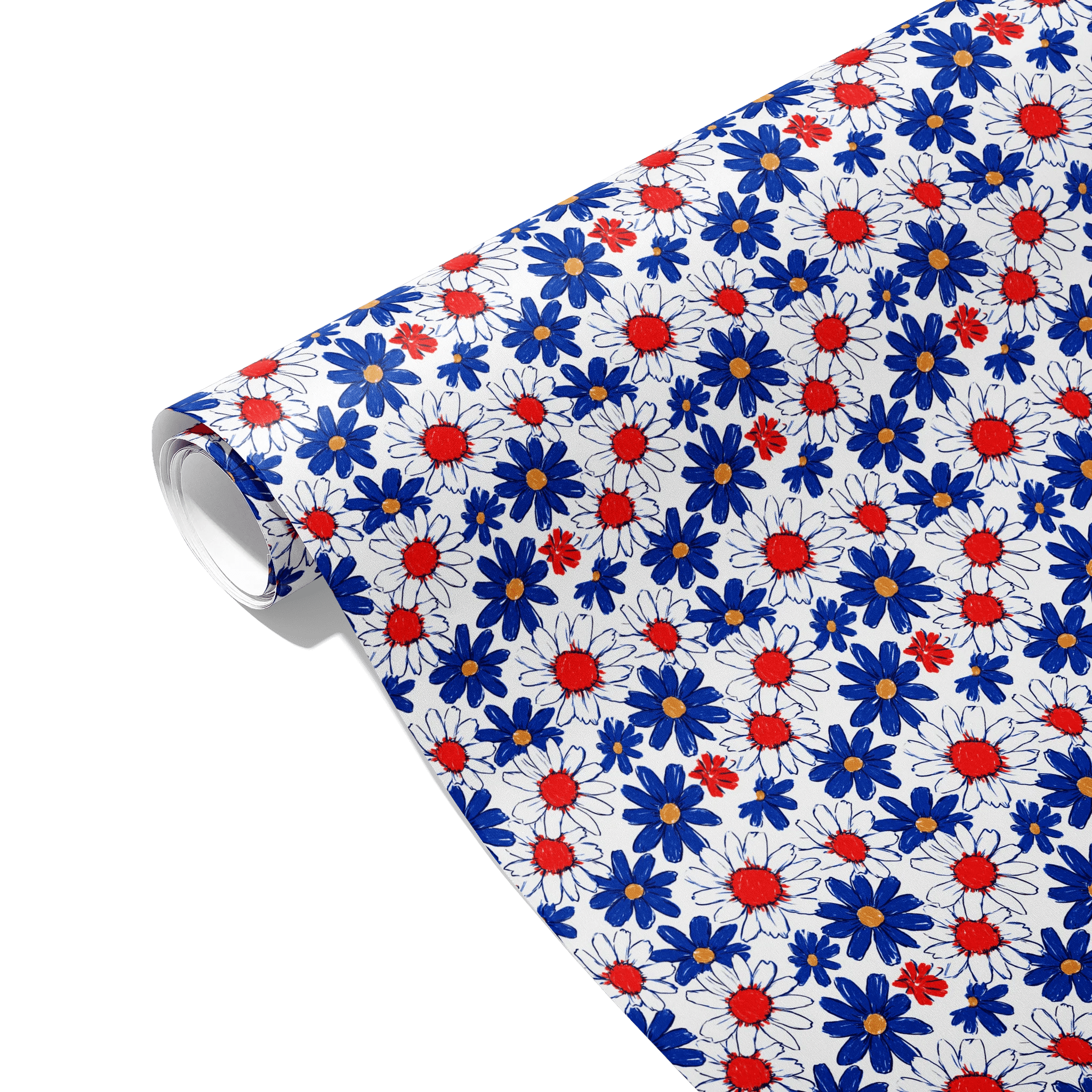 Sketched Festive Daisies Gift Wrapping Paper