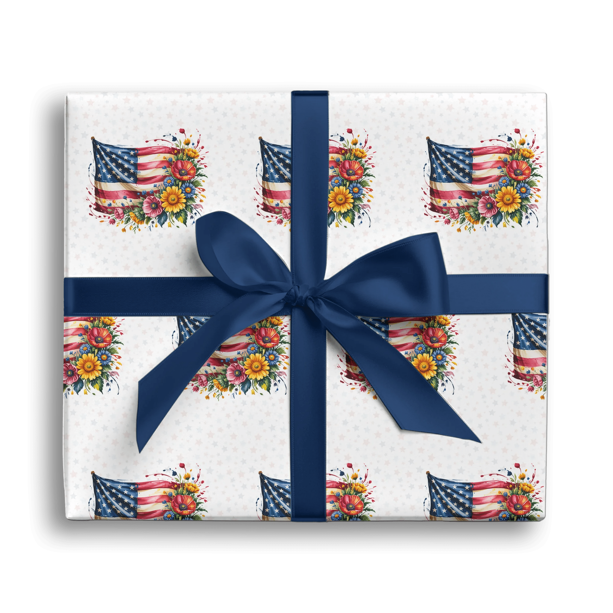 Floral Flag Bouquet Gift Wrapping Paper