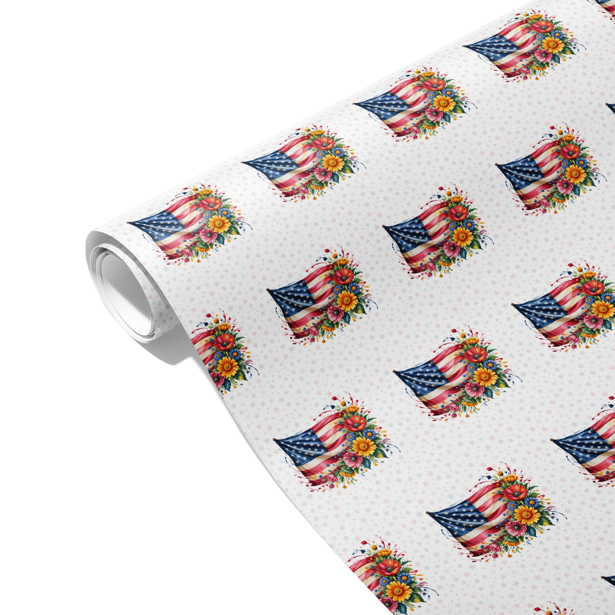 Floral Flag Bouquet Gift Wrapping Paper