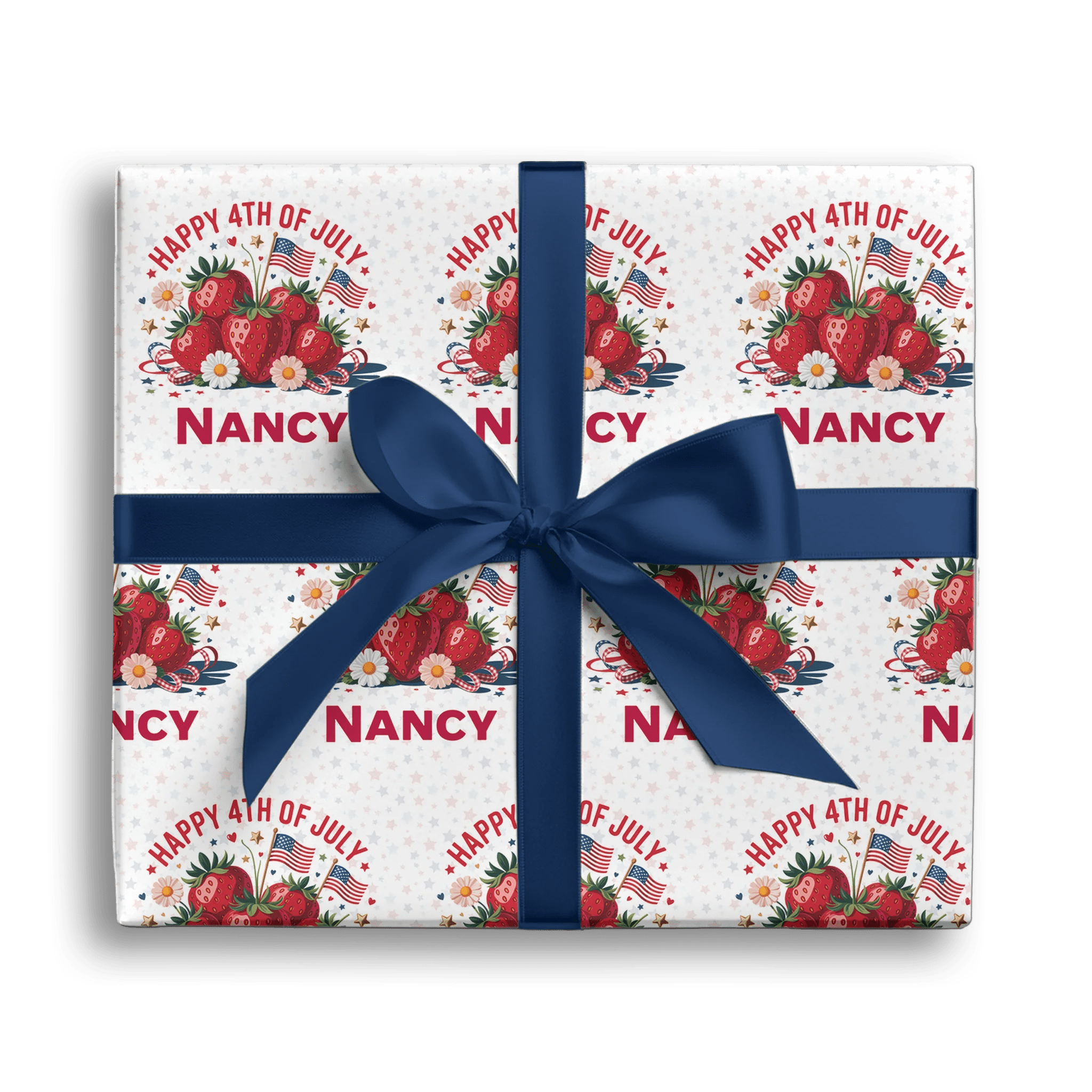 Berry Patriotic Strawberries Gift Wrapping Paper