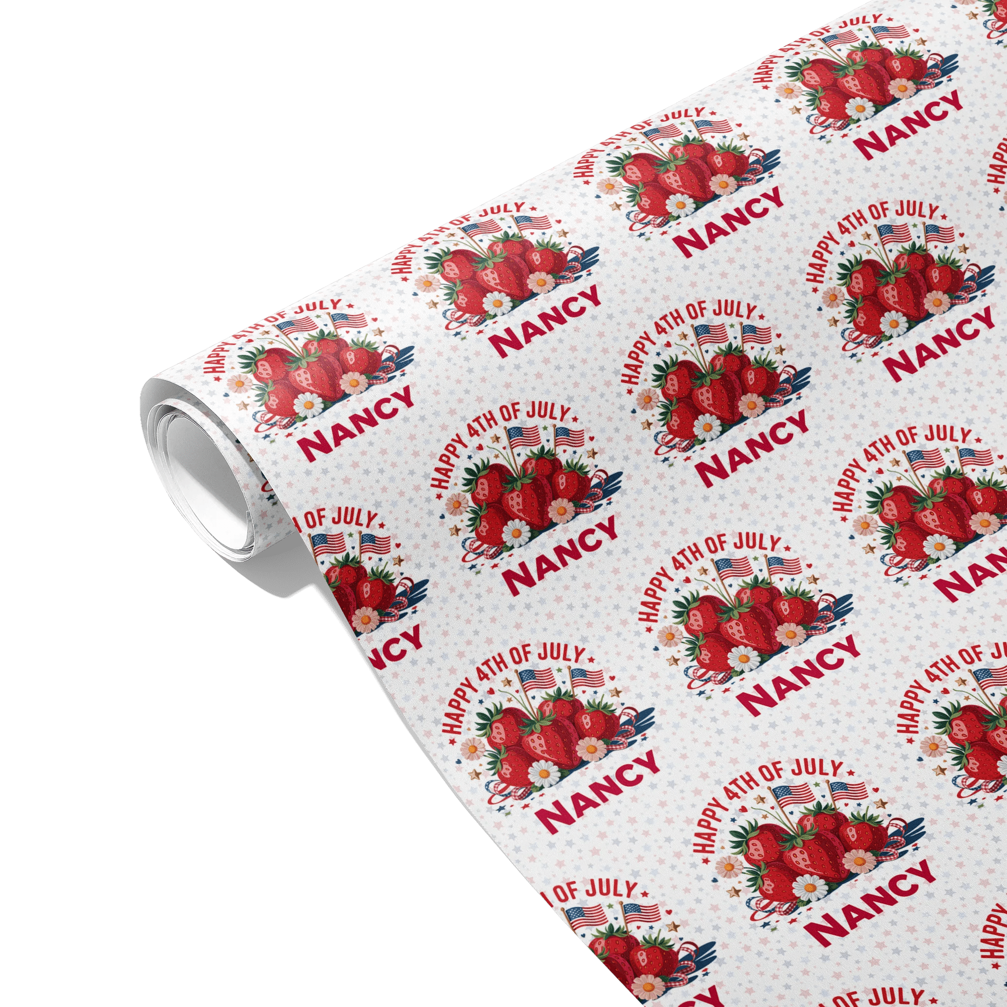 Berry Patriotic Strawberries Gift Wrapping Paper