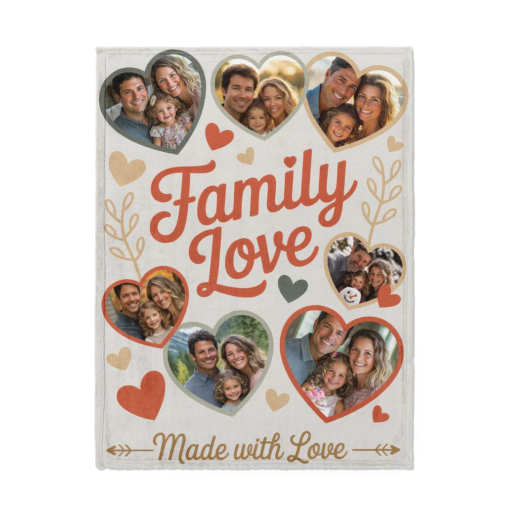 Family Love Personalized Photo Plush Blanket