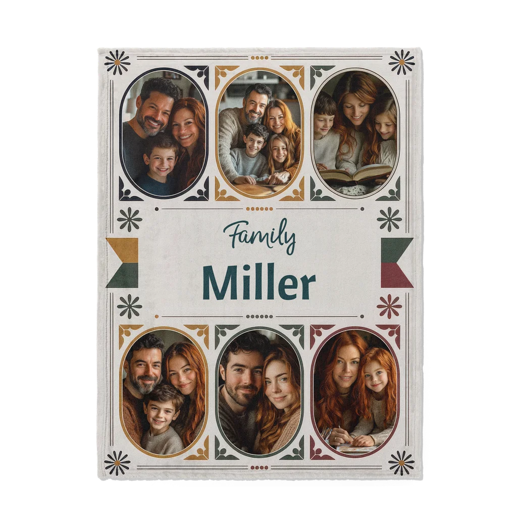 Family Nostalgia Personalized Photo Plush Blanket