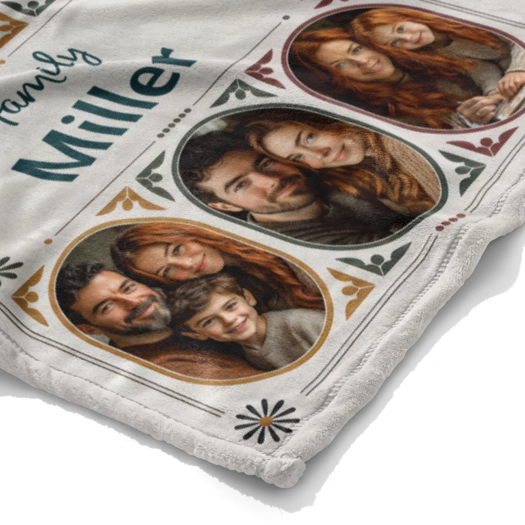 Family Nostalgia Personalized Photo Plush Blanket