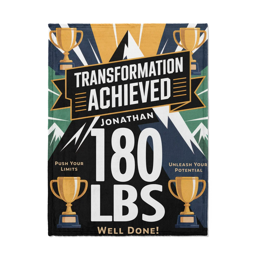 Men's Weight Loss Achievement Personalized Plush Blanket