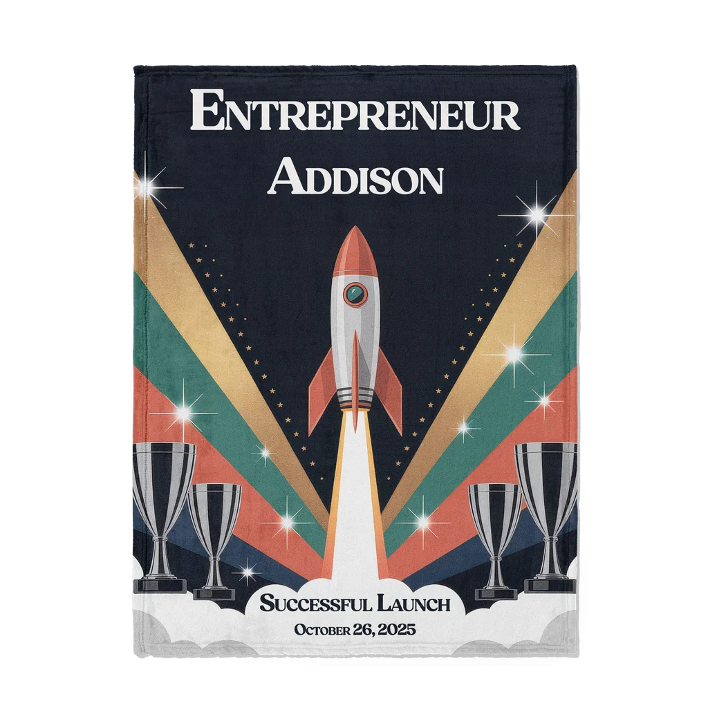 Men's Business Launch Success Personalized Plush Blanket