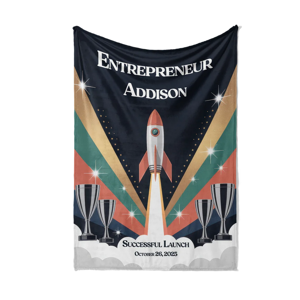 Men's Business Launch Success Personalized Plush Blanket