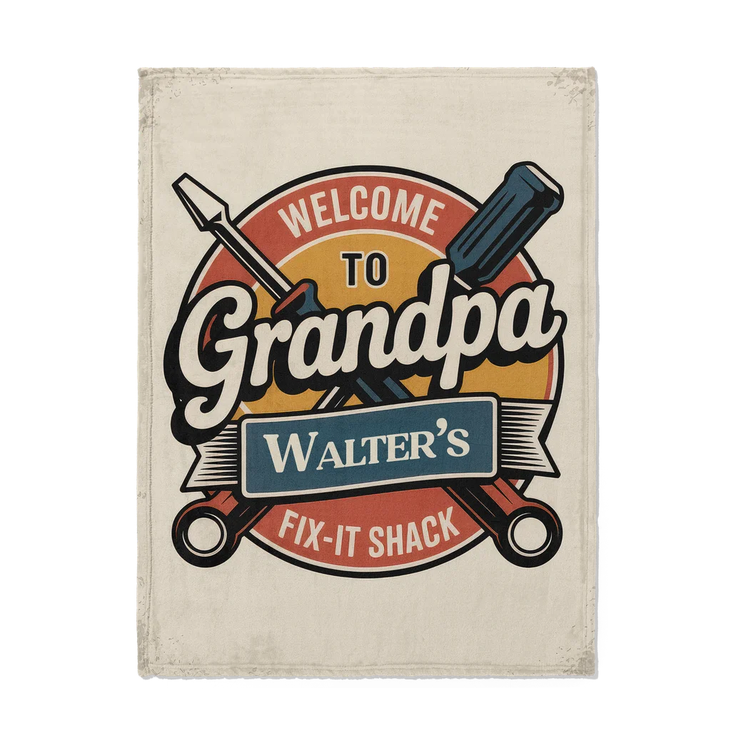 Grandpa Fix-It-Shack Personalized Plush Blanket