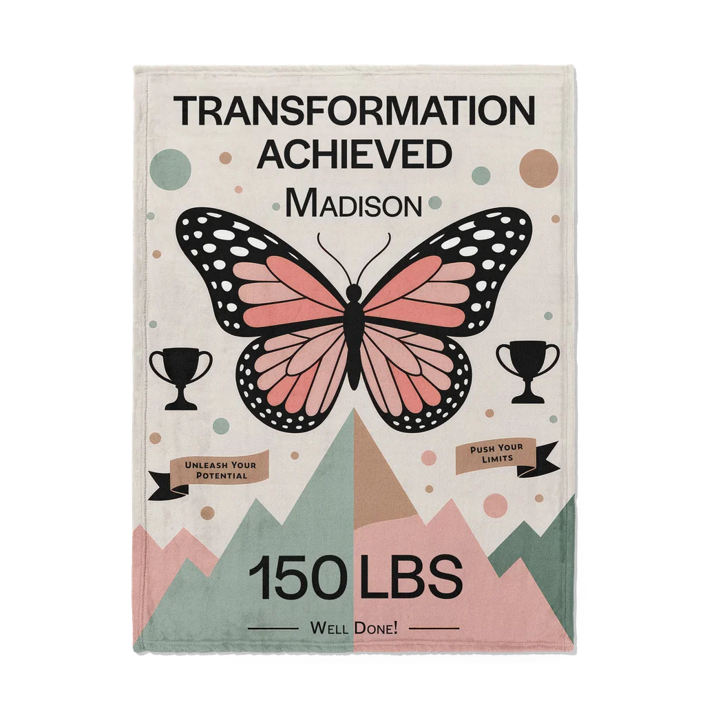 Women's Weight Loss Achievement Personalized Plush Blanket