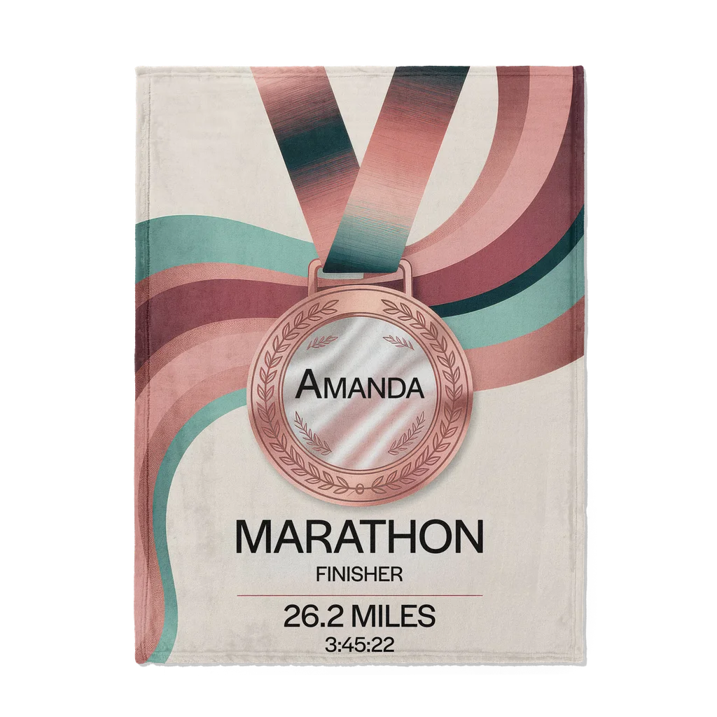 Women's Marathon Achievement Personalized Plush Blanket
