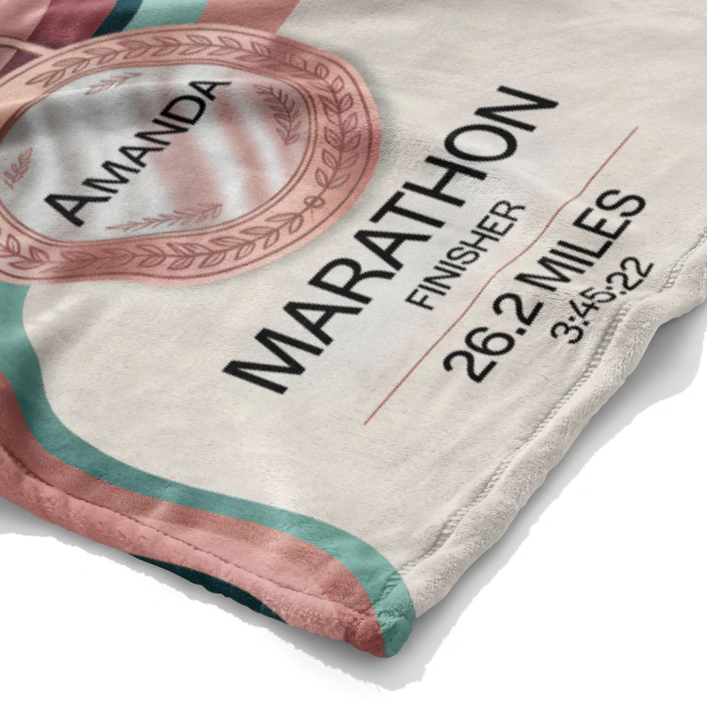 Women's Marathon Achievement Personalized Plush Blanket