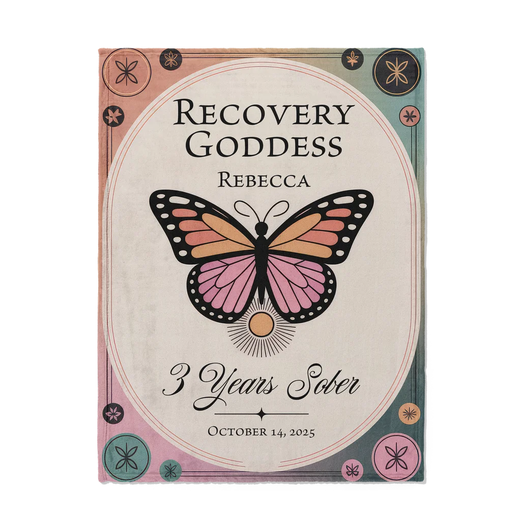 Hers Sobriety Recovery Milestone Personalized Plush Blanket