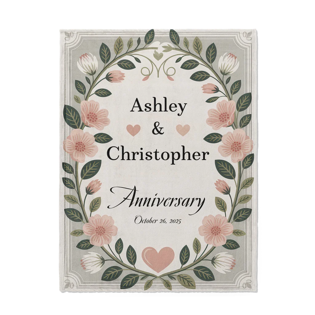 Anniversary Party Personalized Couples Plush Blanket