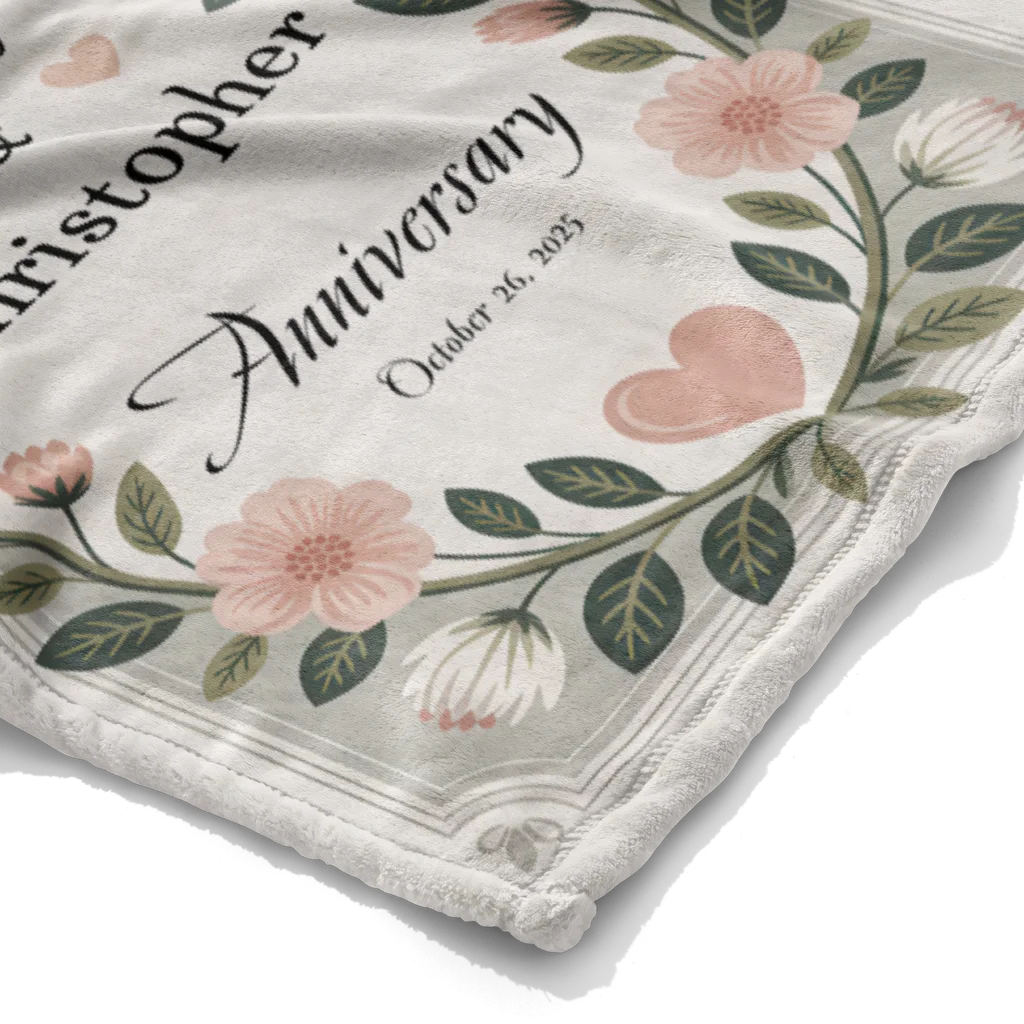 Anniversary Party Personalized Couples Plush Blanket