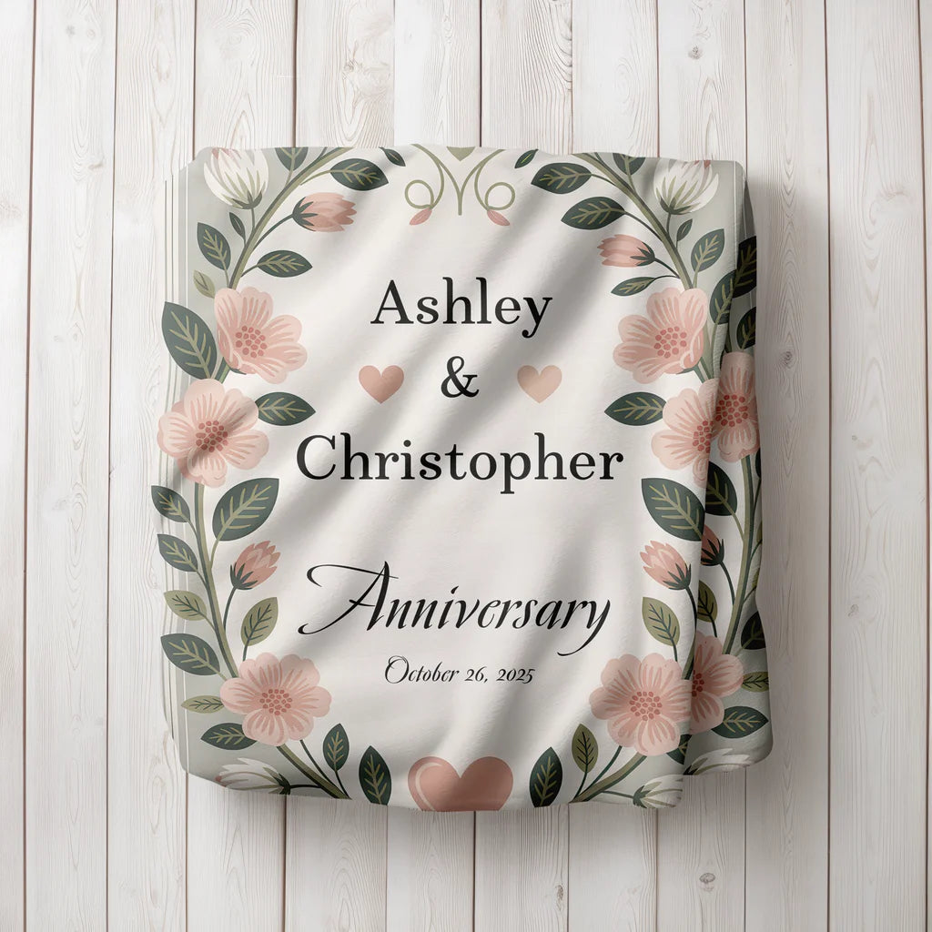 Anniversary Party Personalized Couples Plush Blanket