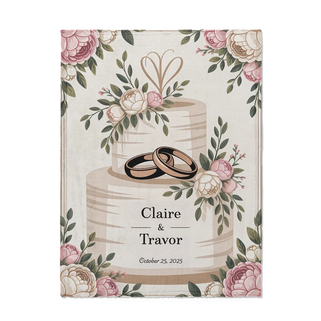 Wedding Date Keepsake Personalized Plush Blanket