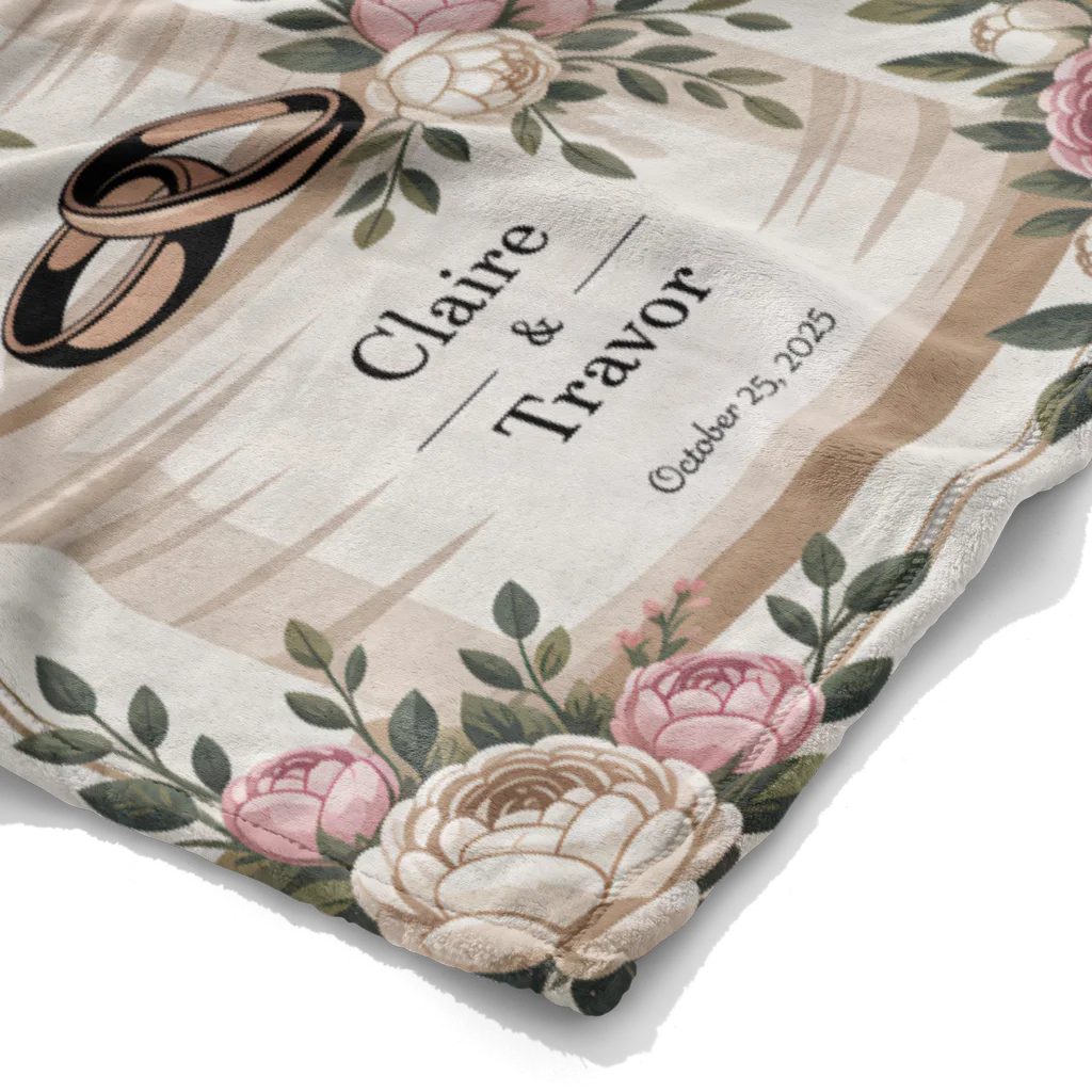 Wedding Date Keepsake Personalized Plush Blanket