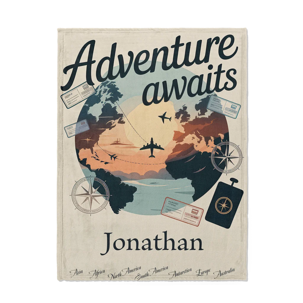 Adventure Lover Personalized Plush Blanket