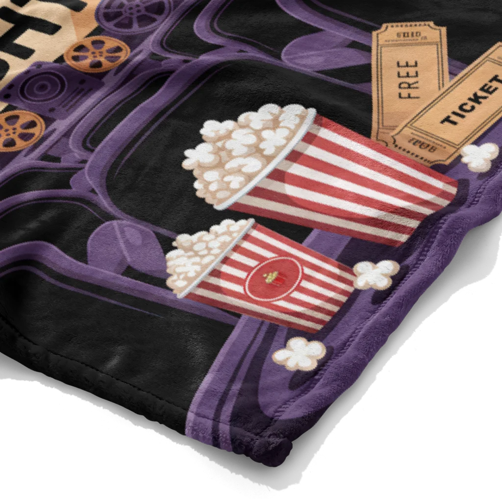 Movie Night Personalized Couples Plush Blanket