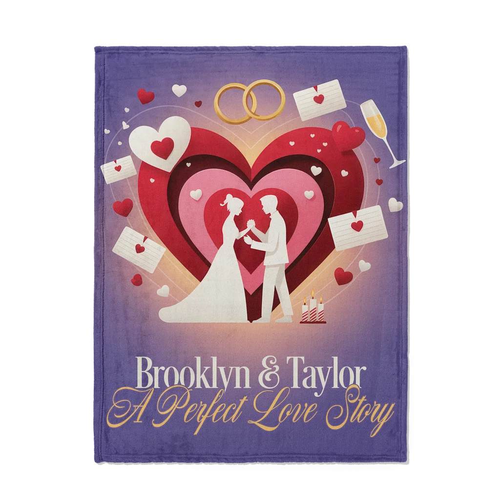 Perfect Love Story Personalized Couples Plush Blanket