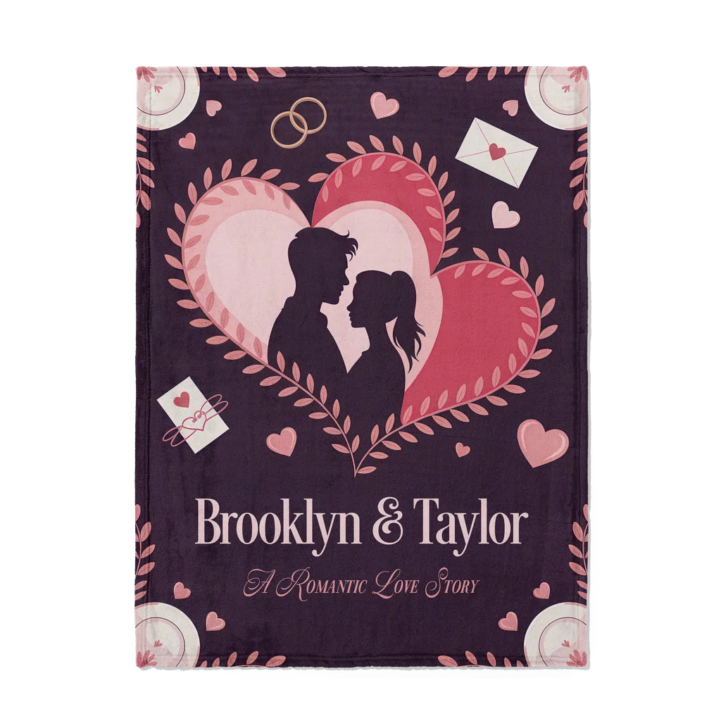 Romantic Love Story Personalized Couples Plush Blanket
