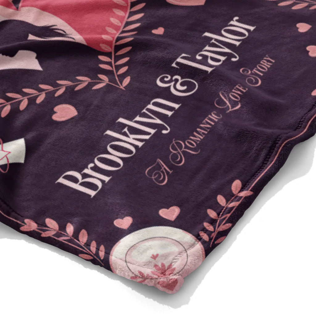 Romantic Love Story Personalized Couples Plush Blanket